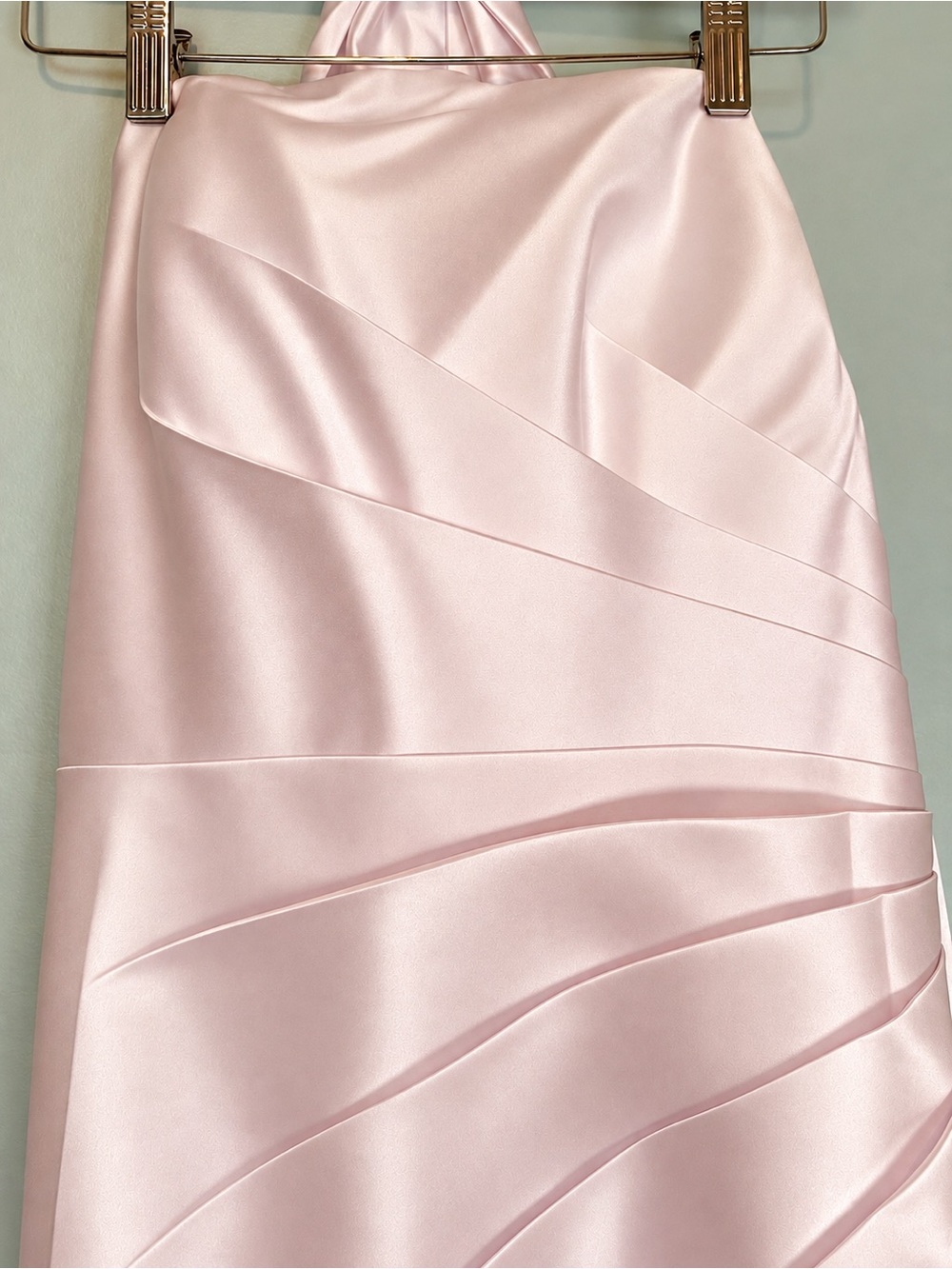 Source Unknown Light Pink Satin Panel Detail Pencil Skirt